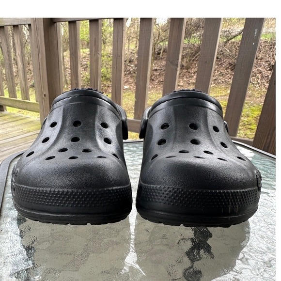 Crocs Classic Lined Black Fuzzy Warm Clogs Slippers Shoes Mens 4 Womens 6 - Picture 5 of 10